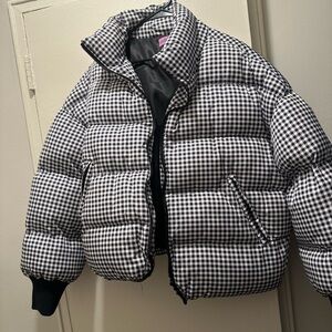 Edikted Womens Checkered Puffer Jacket